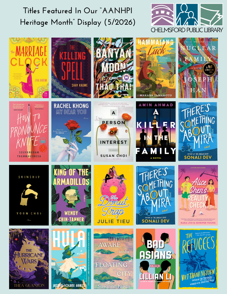grid of covers for titles featured in AANHPI Heritage Month Display